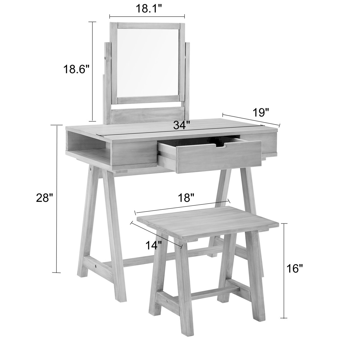 Gracie Oaks Maximilian Farmhouse Vanity Set with Mirror & Reviews